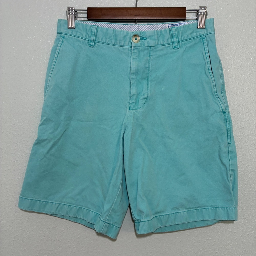 Southern Tide Skipjack Chino Shorts Mens 28 Turquoise Aqua Blue Cotton Blend